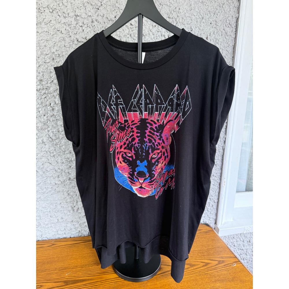 Def Leppard Pour Some Sugar On Me Tour Shirt Black Graphic Muscle Tee 2XL